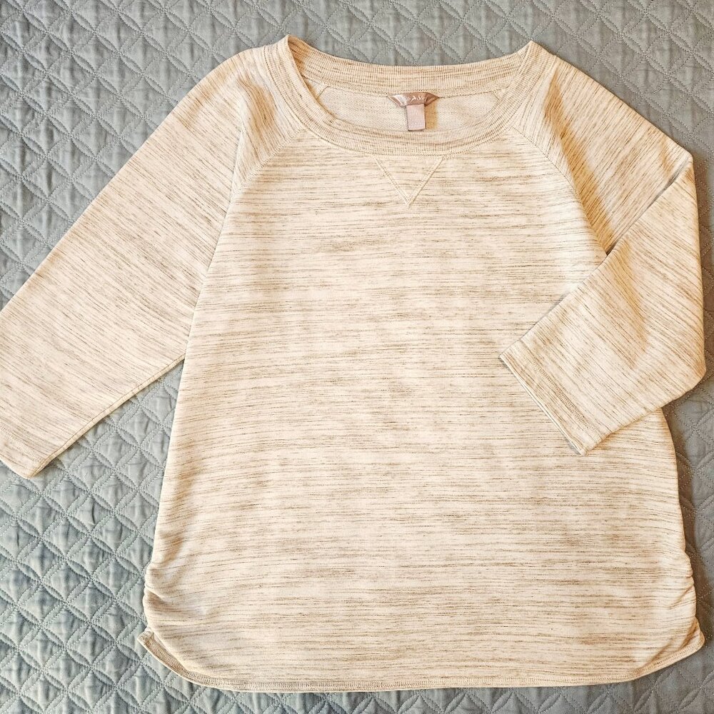 White Stag Women's Vintage Pullover Round Neck 3/4 Sleeves Space Dye Top Size L